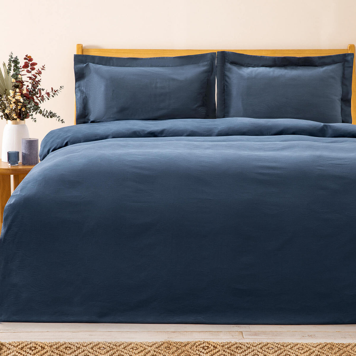 طقم غطاء لحاف باترفلاي بامبو مقاس ثنائي 200 × 220 سم أزرق مارين من شاكرا