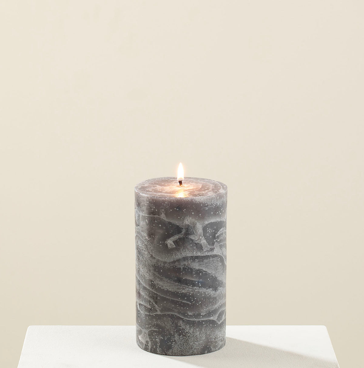 Chakra Marblo Pillar Candle 10X15Cm Grey