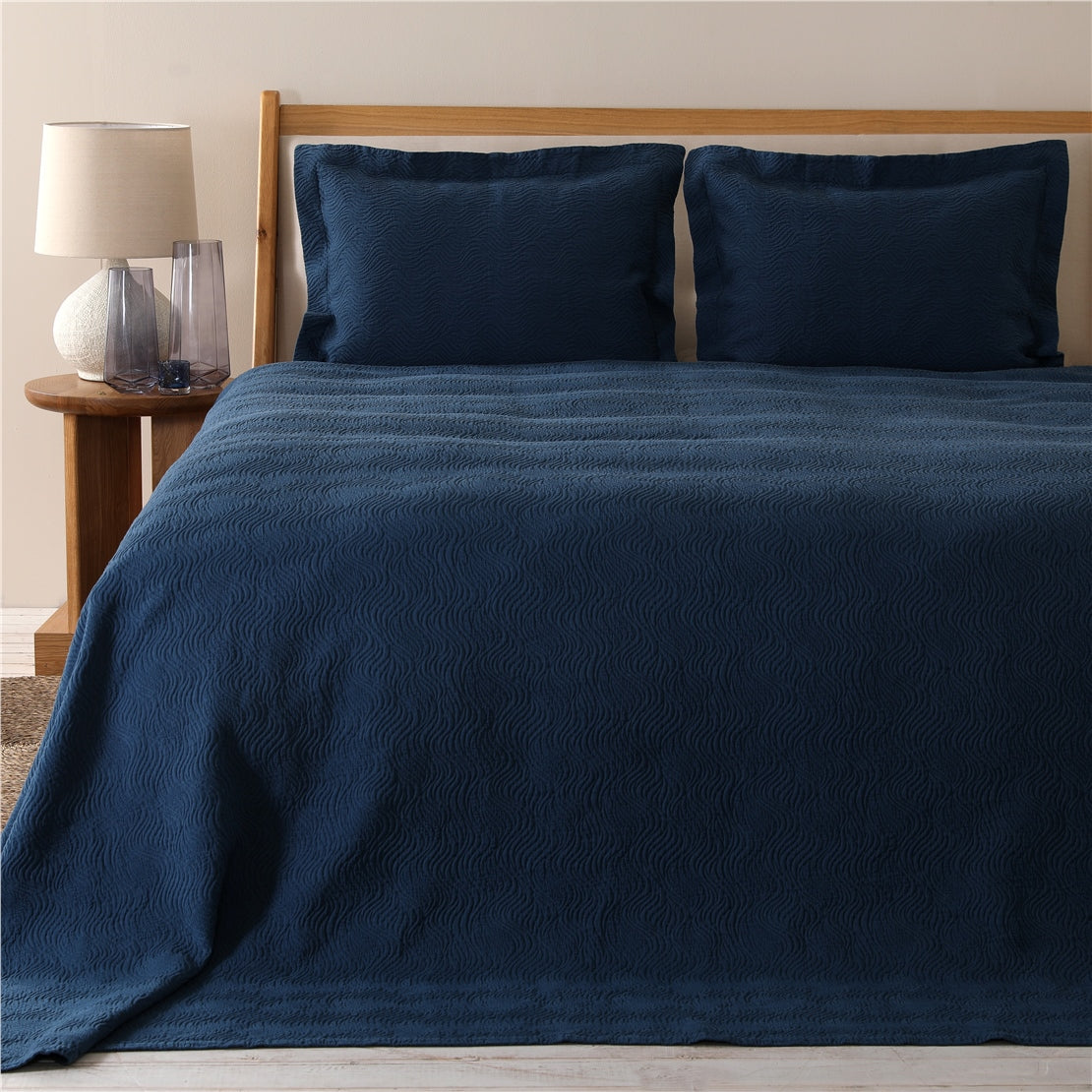 طقم غطاء سرير جايد مقاس ثنائي 240 × 250 سم أزرق مارين من شاكرا